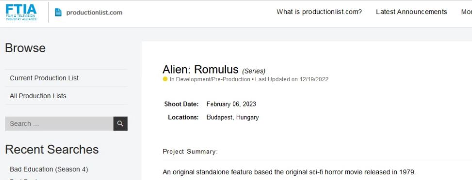 romulus1 Alien: Novo filme está em desenvolvimento e filmagens começam em fevereiro 2023